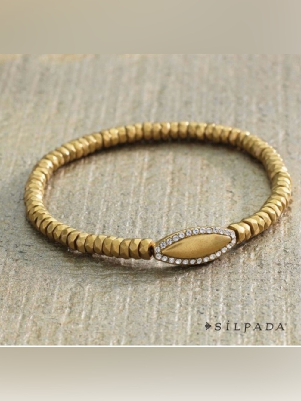 Silpada Gold-Tone Marquise Crystal Stretch Bracelet